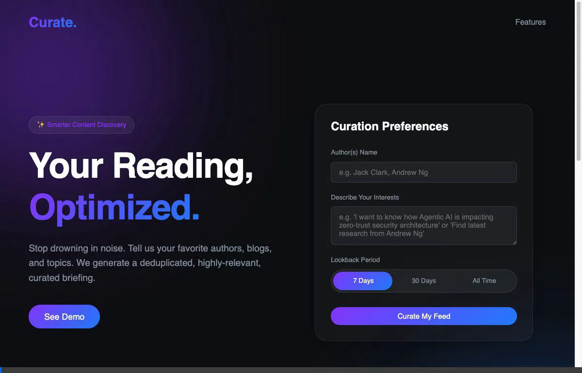 Curate Demo
